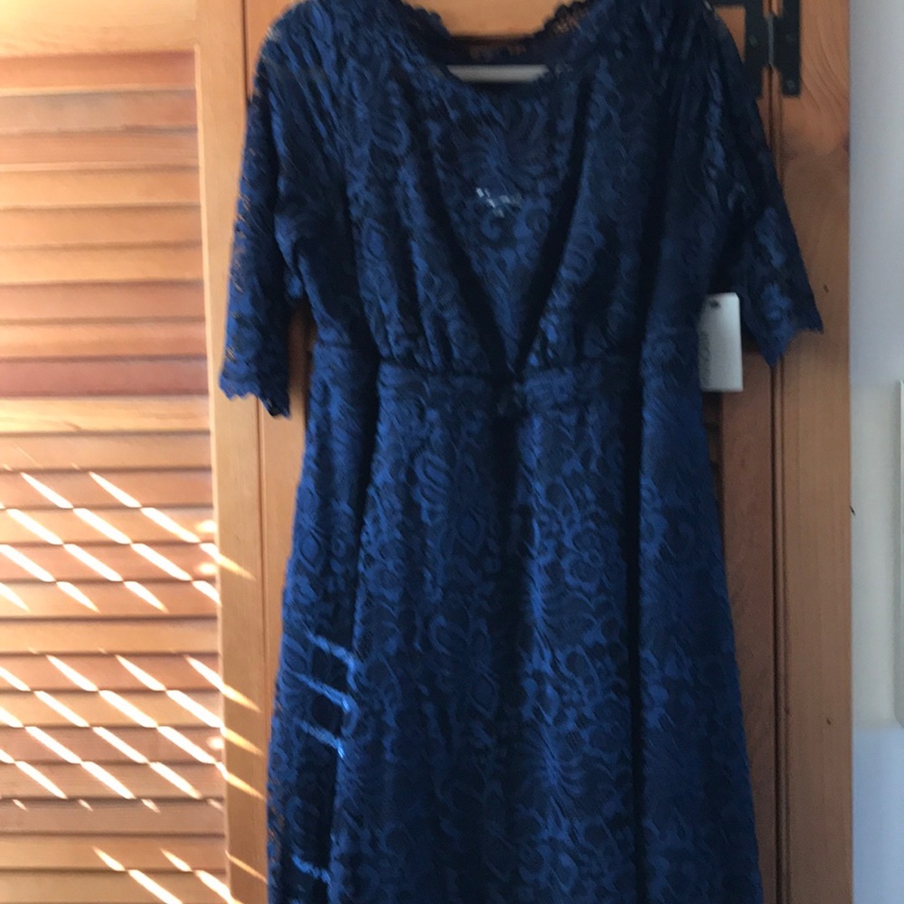 Mother of the bride dress, NWT, navy, lace.